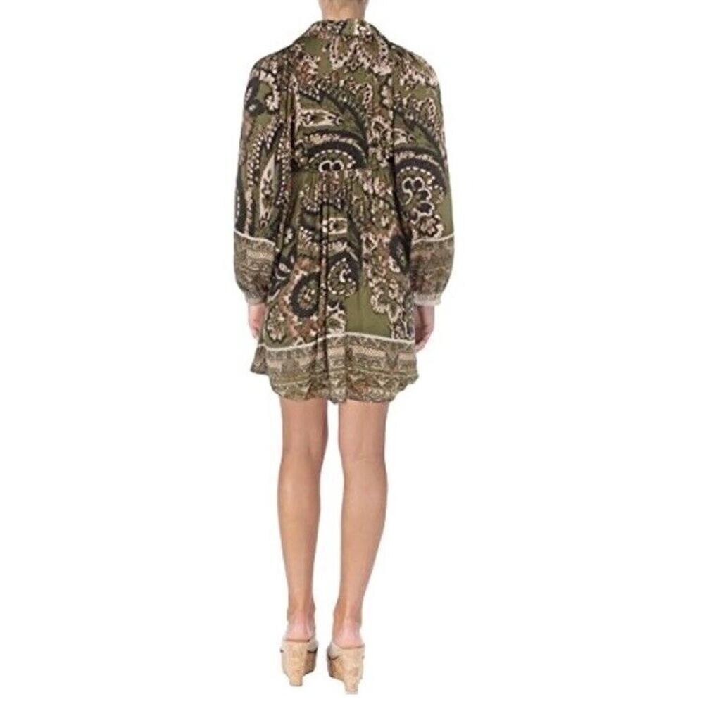 Free People Say You Love Me Mini Shirt Dress Long Sleeve Green Women's XS Boho - Picture 2 of 9